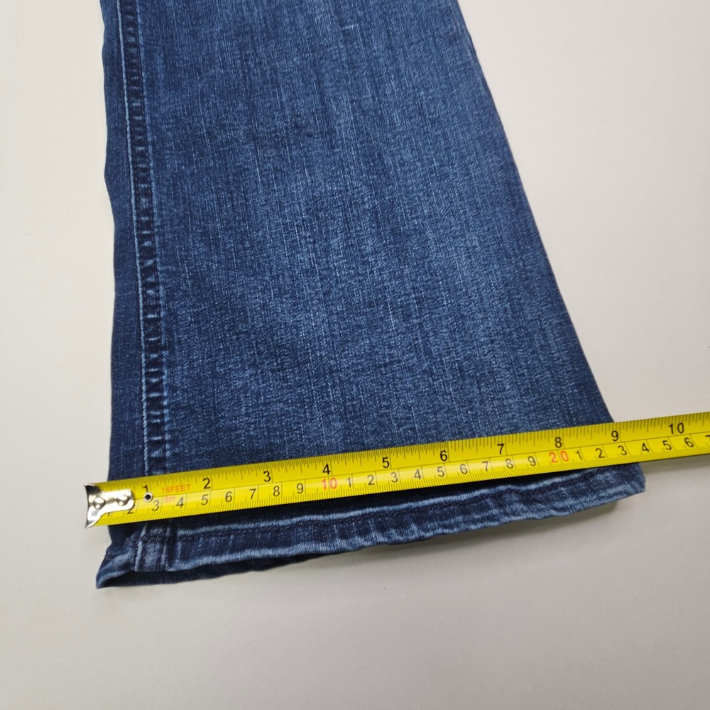 Democracy Jeans Women 12 Blue Ab Technology Bootcut Dark Wash Distressed - Picture 6 of 10